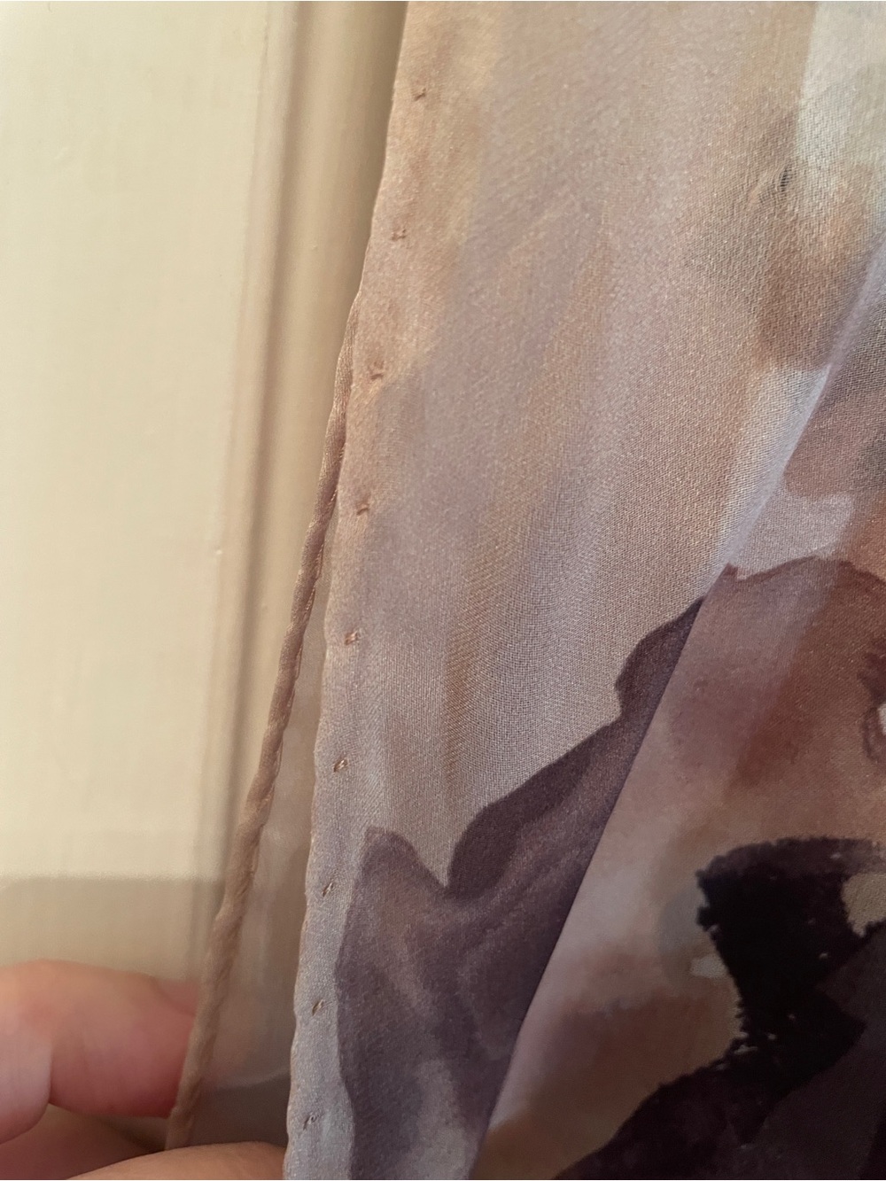 Valentino Floral Watercolor Silk Scarf in Brown, Black and Cream - Picture 12 of 13